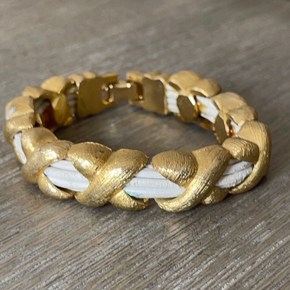 Gold and Leather Clasp bracelet